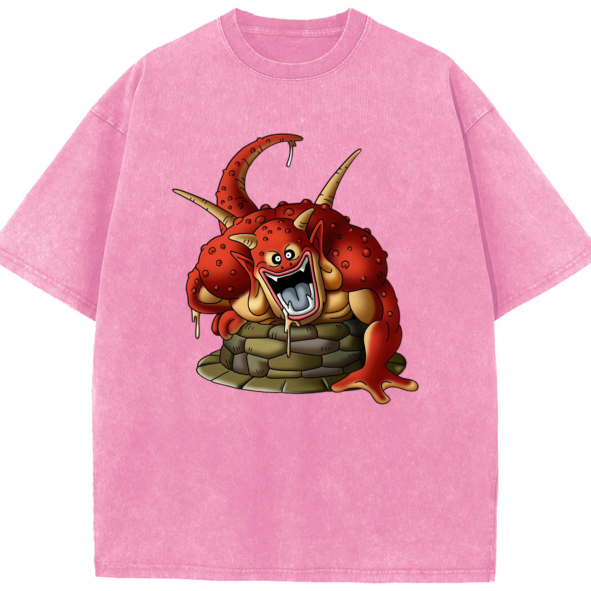 （画像用） ドラゴンクエスト Doragon Kuesuto Dragon Quest 綿100% ヴィンテージ風 半袖Tシャツ（フロントプリント）